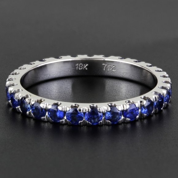 New Jolie 18k White Gold & Sapphire Stackable Eternity Wedding Anniversary Ring